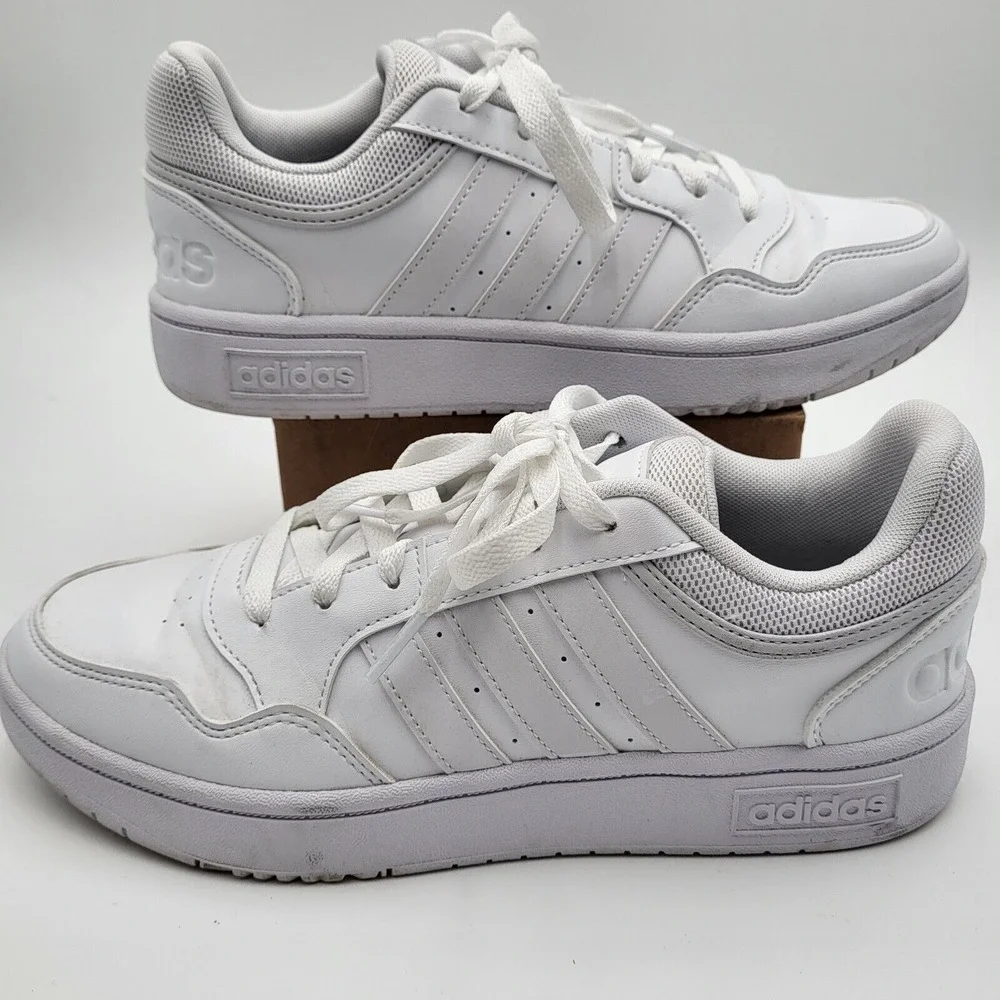 Adidas Hoops 3.0 Low Classic‎ All White Shoes Womens 8 GW3036
